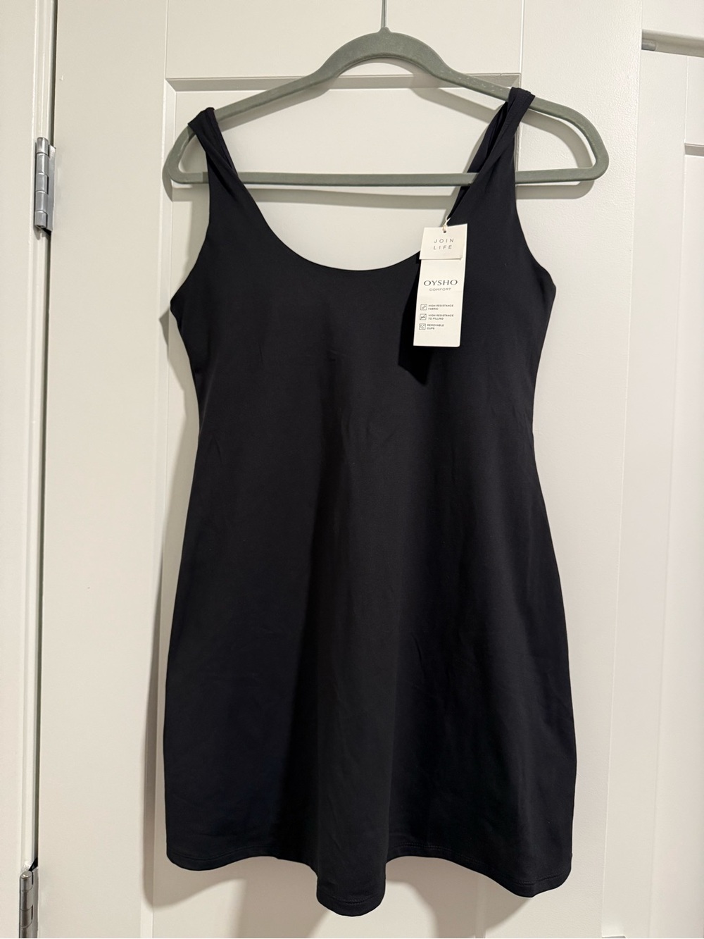 Oysho Black Scoop Neck Mini Dress